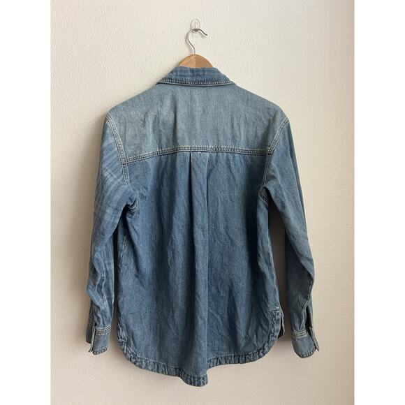 ASOS Design Shirt Women 2 Blue Patch Work Plaid Front Closure - Picture 3 of 9